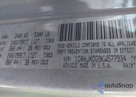 2019 Jeep Wrangler Unlimited Sport S 4X4 from USA, damaged, VIN 1C4HJXDG9KW577934